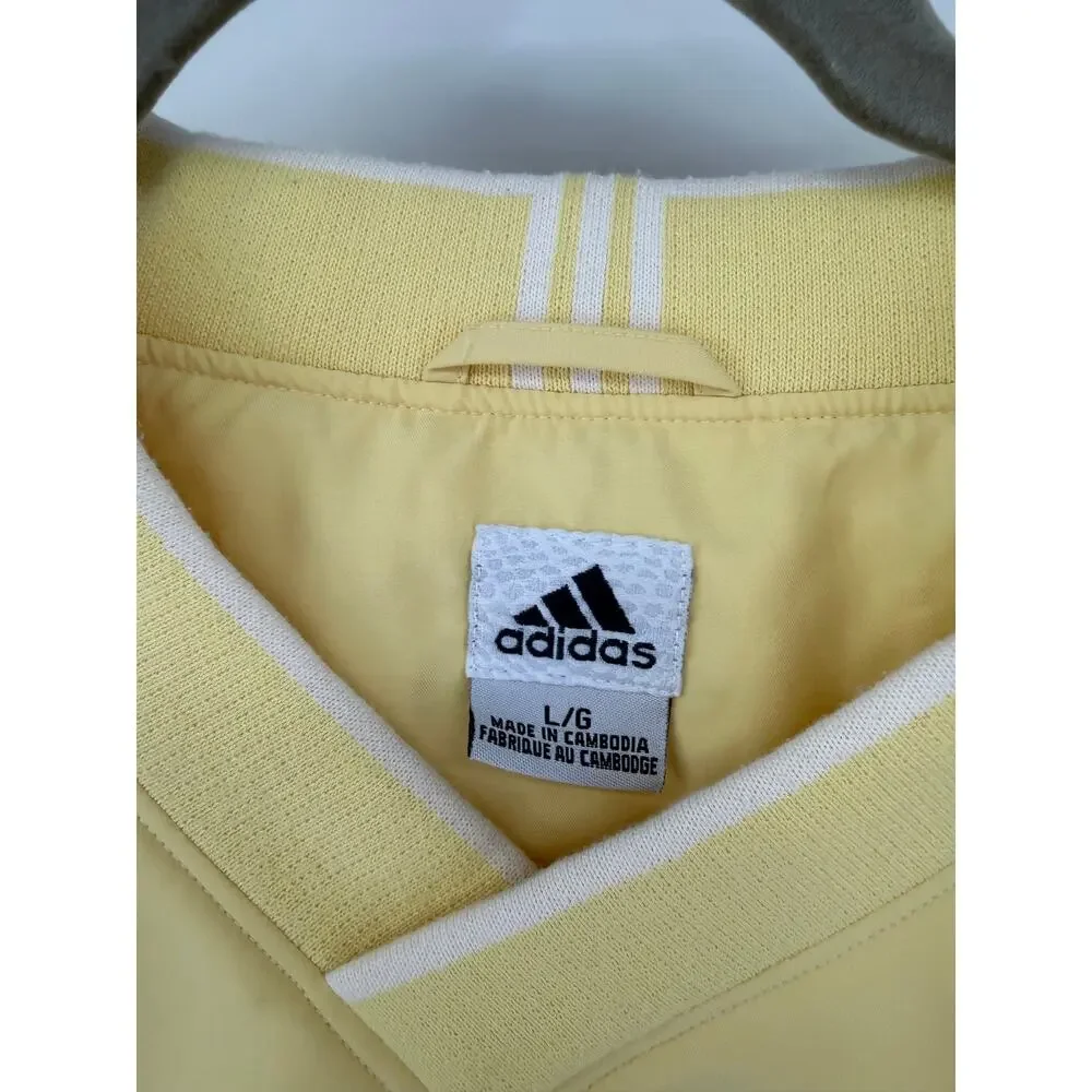 windbreaker pullover, Adidas, V-neck style yellow